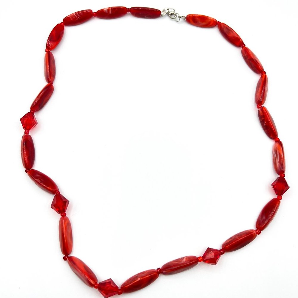 Vintage Red Beaded Necklace